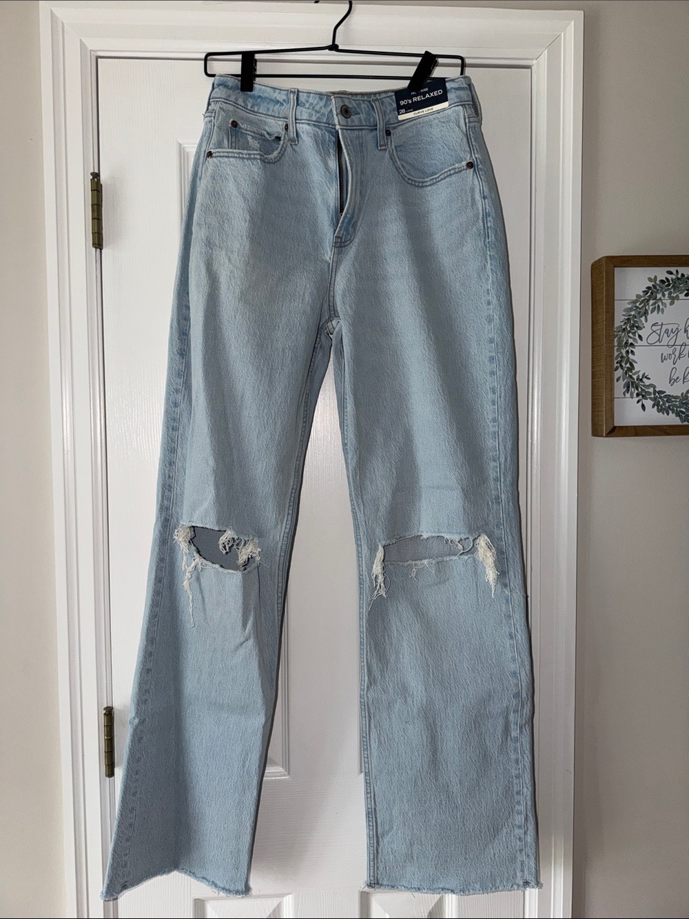 Abercrombie Light Blue Distressed High-Rise Relaxed Jeans - NWT